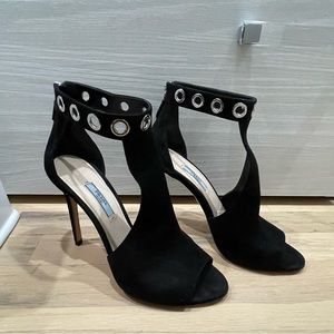 Prada black suede heels size 39.5